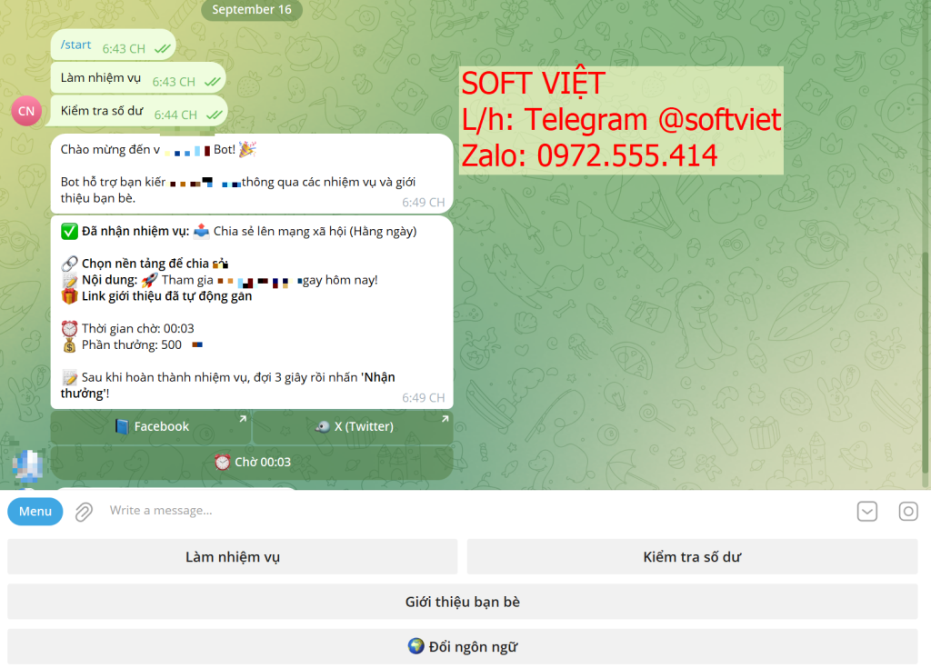 Dịch vụ tạo chatbot telegram chuyên nghiệp, giá rẻ và uy tín của Soft Việt